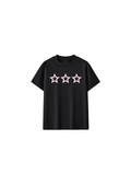 Pink Open Star Black Baby Tee