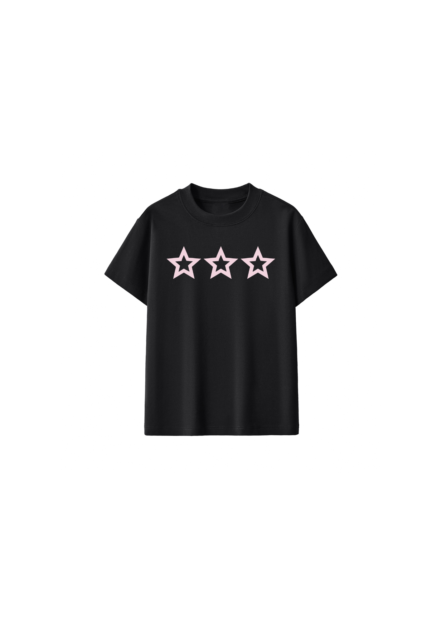 Pink Open Star Black Baby Tee